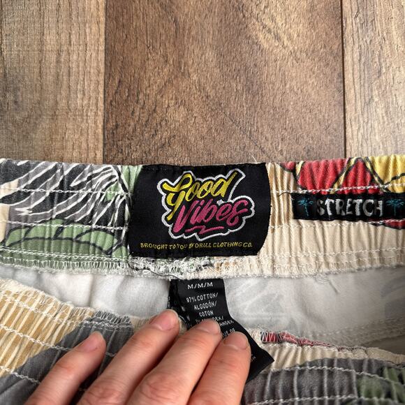 Good Vibes Hawaiian Shorts Men's Small Pockets Surfer Summer Beach 6239 - Picture 3 of 11